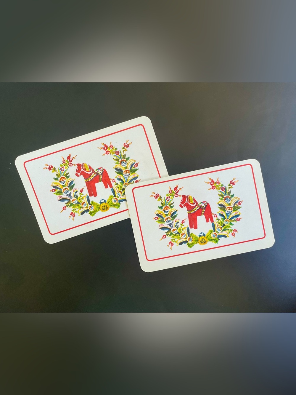 Vintage Swedish Motif Playing Cards 50s/60s - Floral Dala Horse
